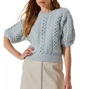 Astr the Label Women's Koami Embellished Cable-Knit Sweater size S